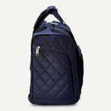Amazon Basics Underseat Carry - On Luggage with Wheels, 14" Rolling Travel Bag, Fits Under the Seat with Multiple Pockets and Compartments, Navy Quilted