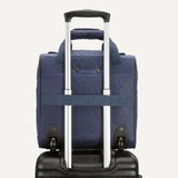 Amazon Basics Underseat Carry - On Luggage with Wheels, 14" Rolling Travel Bag, Fits Under the Seat with Multiple Pockets and Compartments, Navy Quilted