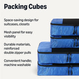 Amazon Essentials 4 - Piece Packing Cubes Travel Accessories Set, Space - Saving Luggage Organizer with Double Zipper, Mesh Top, 2 Medium/2 Large, Blue (Previously Amazon Basics)