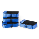 Amazon Essentials 4 - Piece Packing Cubes Travel Accessories Set, Space - Saving Luggage Organizers with Double Zipper, Mesh Top, Small/Medium/Large/Slim, Blue (Previously Amazon Basics)