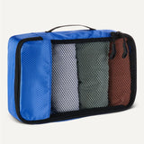 Amazon Essentials 4 - Piece Packing Cubes Travel Accessories Set, Space - Saving Luggage Organizers with Double Zipper, Mesh Top, Small/Medium/Large/Slim, Blue (Previously Amazon Basics)