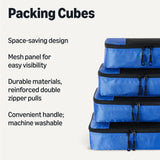 Amazon Essentials 4 - Piece Packing Cubes Travel Accessories Set, Space - Saving Luggage Organizers with Double Zipper, Mesh Top, Small/Medium/Large/Slim, Blue (Previously Amazon Basics)