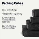 Amazon Essentials 4 - Piece Space - Saving Packing Cubes Travel Accessories Set, Luggage Organizer with Double Zipper, Mesh Top, Small/Medium/Large/Slim, Black (Previously Amazon Basics)