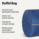 Amazon Essentials Extra Large Foldable Nylon Duffel Bag for Travel/Storage with Zippered Pockets, 32.4", 150L, 50 - LBS Capacity, Navy Blue (Previously Amazon Basics)