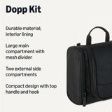 Amazon Essentials Spacious Toiletry Bag, Hanging Cosmetic Dopp Kit with Multiple Compartments, Durable 1680D Polyester, Large Capacity Storage, Compact Design, Black (Previously Amazon Basics)