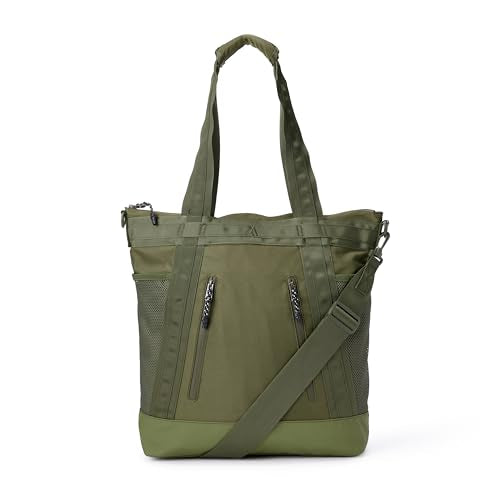 Amazon Essentials Unisex Adults' Convertible Nylon Backpack Tote with Adjustable Straps for Men and Women, Olive, One Size