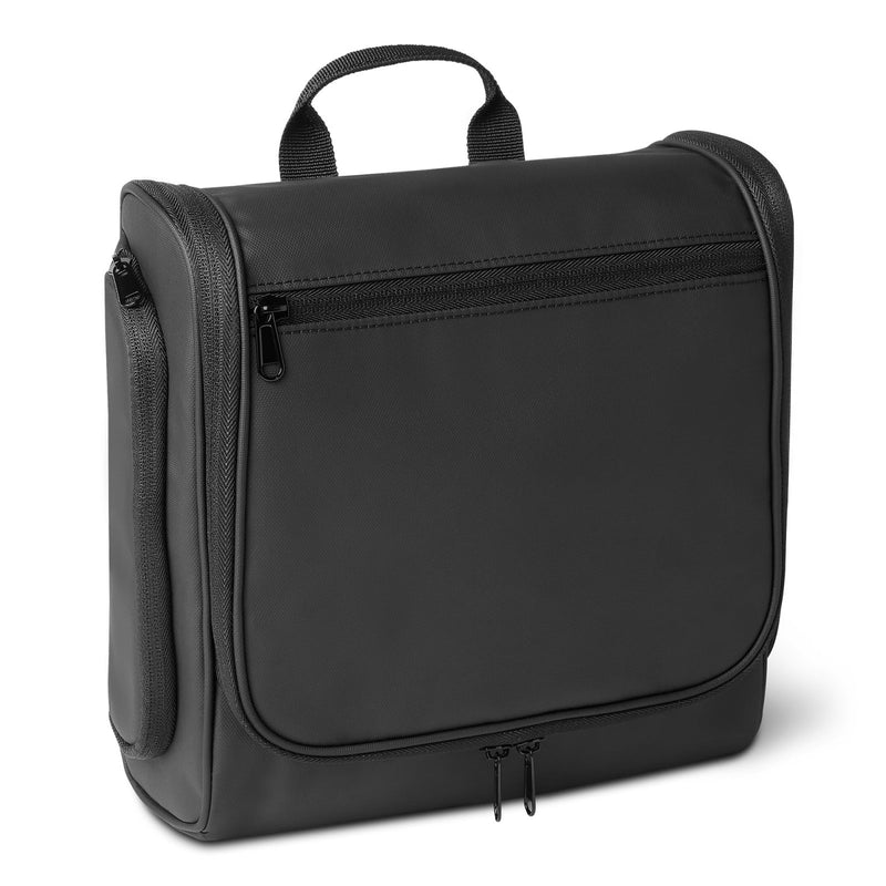 Amazon Essentials Waterproof Travel Toiletry Bag for Men and Women, Hanging Dopp Kit with Multiple Interior Pockets, 2 Side Pockets, Black, 10" x 4" x 10"