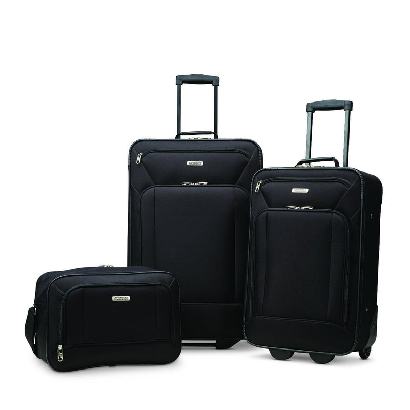 American Tourister Fieldbrook XLT Softside Upright Luggage, Black, 3 - Piece Set (BB/21/25)