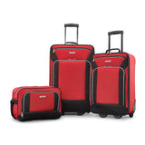 American Tourister Fieldbrook XLT Softside Upright Luggage, Red/Black, 3 - Piece Set (BB/21/25)