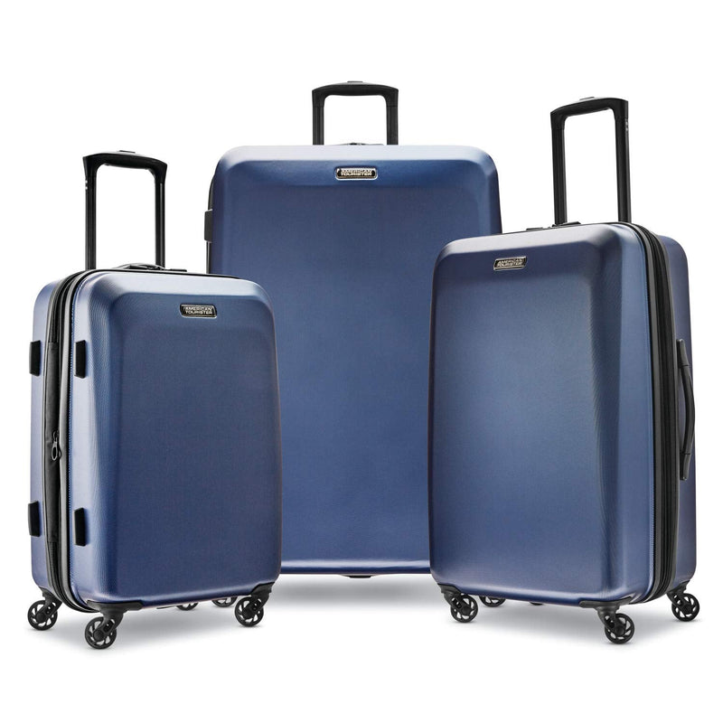 American Tourister Moonlight Hardside Expandable Luggage with Spinner Wheels, Navy, 3 - Piece Set (21/24/28)