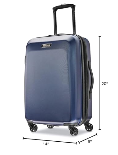 American Tourister Moonlight Hardside Expandable Luggage with Spinner Wheels, Navy, Carry - On 21 - Inch