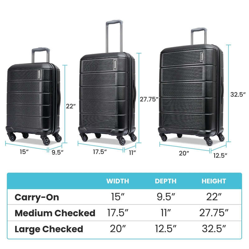 American Tourister Stratum 2.0 Expandable Hardside Luggage with Spinner Wheels, Jet Black, Carry - on