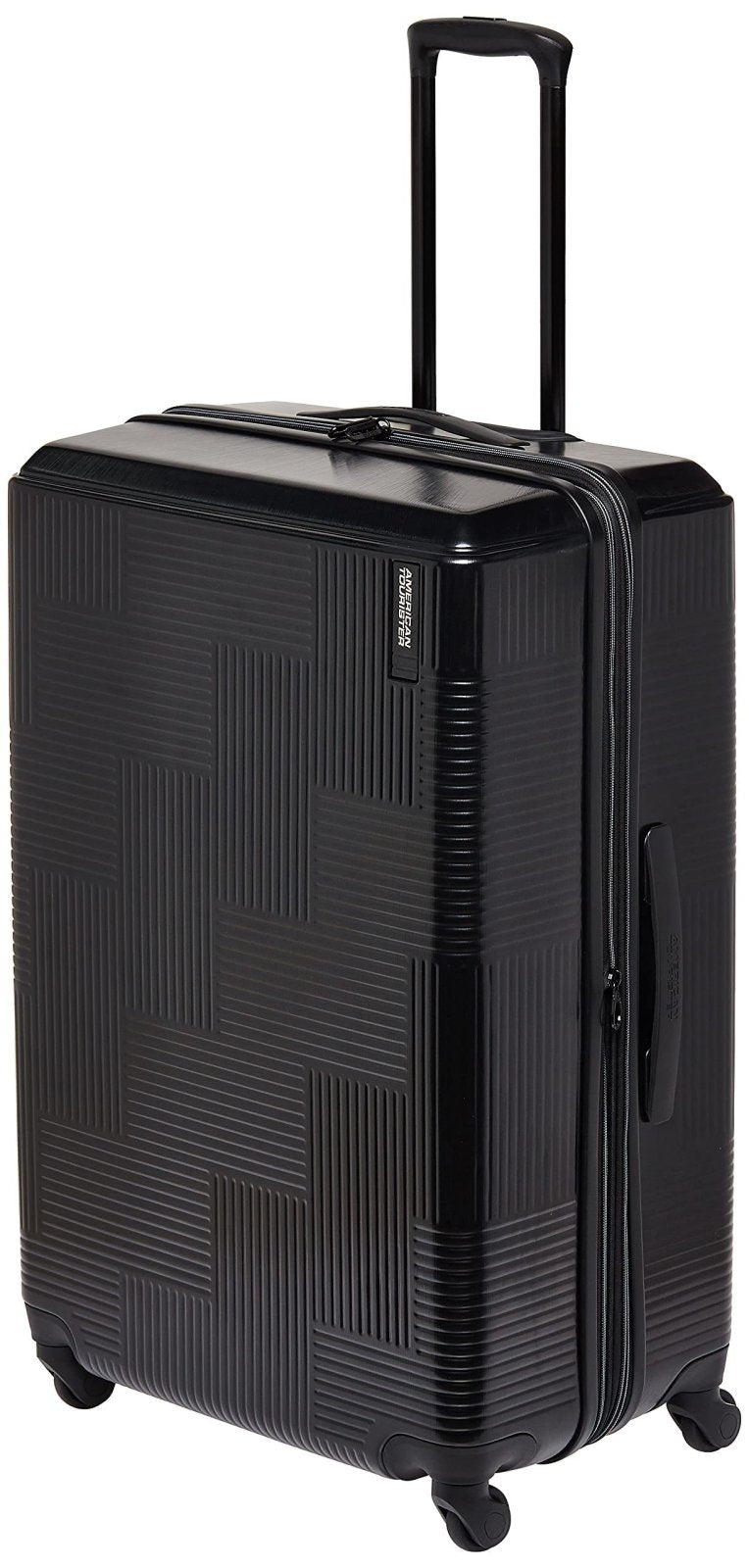 American Tourister Stratum XLT Expandable Hardside Luggage with Spinner Wheels, Jet Black, Checked - Large 28 - Inch