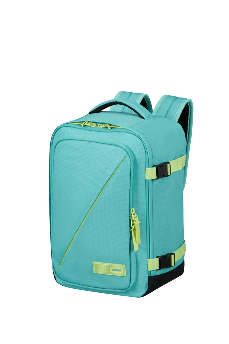 American Tourister Take2Cabin Ryanair Cabin Bag, 25 x 20 x 40 cm, 24 L, 0.50 kg, Hand Luggage, Aeroplane Backpack S Underseater, Turquoise/Green (Dusty Turquoise/Lime), Turquoise/Green (Dusty,