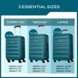 American Tourister Westridge Hardside Luggage Set with Spinner Wheels, Teal, 3PC Set (CO/M/L)
