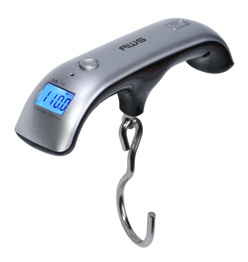 American Weigh Scales Digital Hanging Luggage Scale for Traveling or Weighing Suitcases, Backlit LCD Screen 110lbs x 0.2lbs, LS - 110