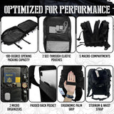 AMERICANPHOENIX 45L Elite Tactical Backpack | 3X Stronger Work & Military Backpack | Water Resistant and Heavy Duty | 3 Day MOLLE Bug Out Bag (Carbon Black)