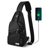 AMJ Crossbody Sling Bag Men Women, Casual Shoulder Backpack, Chest Daypack Satchel for Hiking Travel (Black, Small)