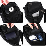 AMJ Crossbody Sling Bag Men Women, Casual Shoulder Backpack, Chest Daypack Satchel for Hiking Travel (Black, Small)