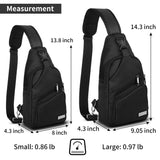 AMJ Crossbody Sling Bag Men Women, Casual Shoulder Backpack, Chest Daypack Satchel for Hiking Travel (Black, Small)