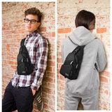 AMJ Crossbody Sling Bag Men Women, Casual Shoulder Backpack, Chest Daypack Satchel for Hiking Travel (Black, Small)