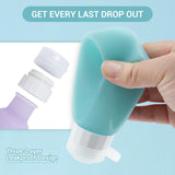 Amphism Travel Bottles Leak Proof,3 oz TSA Approved Silicone Squeezable, Refillable Containers Set for Toiletries Shampoo Conditioner Lotion