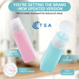 Amphism Travel Bottles Leak Proof,3 oz TSA Approved Silicone Squeezable, Refillable Containers Set for Toiletries Shampoo Conditioner Lotion