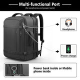 Ample Space Travel Backpack with LifetimeWarranty,Expandable Carry on Backpack with USB Cable Port,Fits 17.3"Laptop Notebook,Water Resistant Weekender Backpack Business Trips,Daily Travel,Black