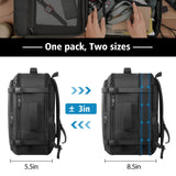 Ample Space Travel Backpack with LifetimeWarranty,Expandable Carry on Backpack with USB Cable Port,Fits 17.3"Laptop Notebook,Water Resistant Weekender Backpack Business Trips,Daily Travel,Black