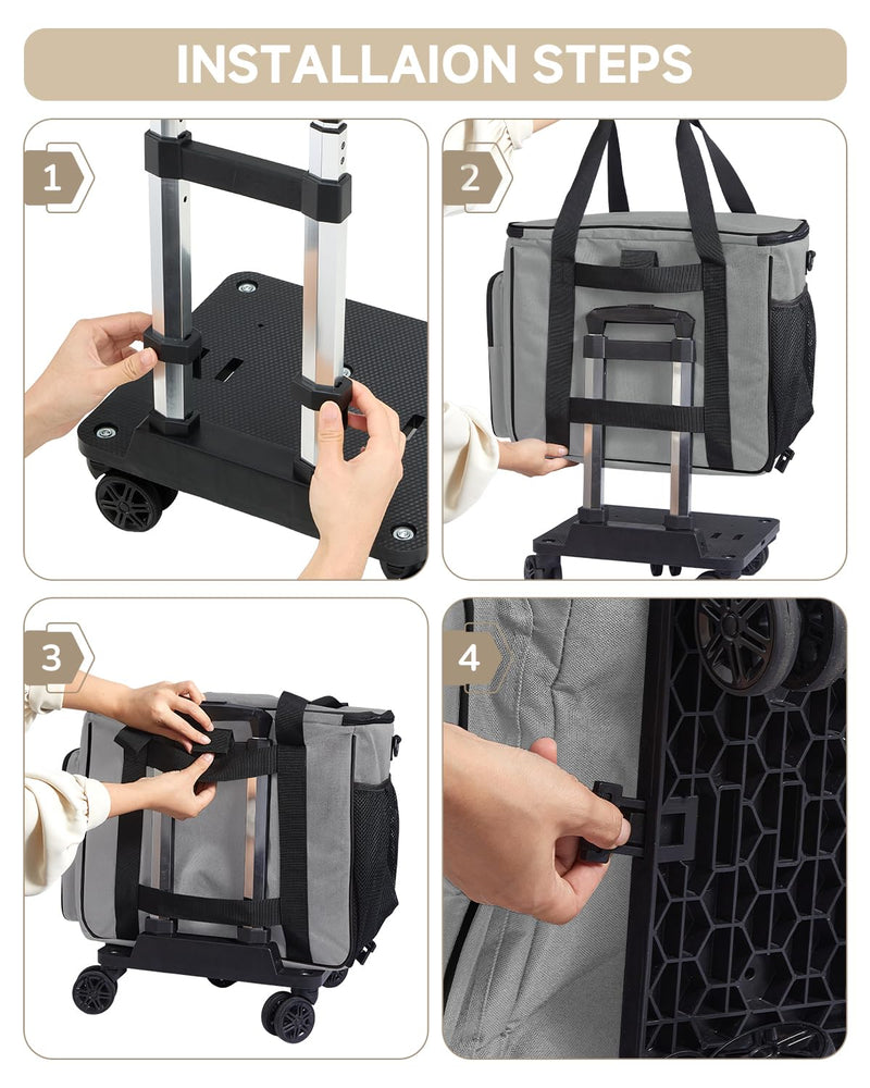 Amythe Rolling Teacher Tote Bag with 15.6" Laptop Compartment, 5 Wheels Laptop Briefcase with Detachable Trolley, Wheeled Bag for Men Women for Work, Office, Craft - Gray