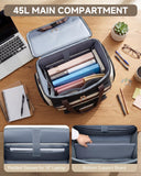 Amythe Rolling Teacher Tote Bag with Accordion File Organizer, 5 - Wheel 15.6" Laptop Briefcase with Lunch Box, Wheeled Work Bag for Business, Office, Craft - Black