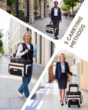 Amythe Rolling Teacher Tote Bag with Accordion File Organizer, 5 - Wheel 15.6" Laptop Briefcase with Lunch Box, Wheeled Work Bag for Business, Office, Craft - Black
