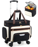 Amythe Rolling Teacher Tote Bag with Accordion File Organizer, 5-Wheel 15.6