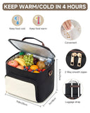 Amythe Rolling Teacher Tote Bag with Accordion File Organizer, 5 - Wheel 15.6" Laptop Briefcase with Lunch Box, Wheeled Work Bag for Business, Office, Craft - Black