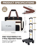 Amythe Rolling Teacher Tote Bag with Accordion File Organizer, 5 - Wheel 15.6" Laptop Briefcase with Lunch Box, Wheeled Work Bag for Business, Office, Craft - Black
