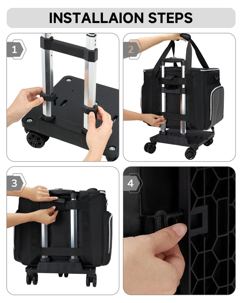 Amythe Rolling Teacher Tote Bag with Accordion File Organizer, 5 Wheels Laptop Briefcase with 15.6" Laptop Compartment, Wheeled Bag for Work, Office, Craft - Black