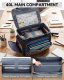 Amythe Rolling Teacher Tote Bag with Accordion File Organizer, 5 Wheels Laptop Briefcase with 15.6" Laptop Compartment, Wheeled Bag for Work, Office, Craft - Black