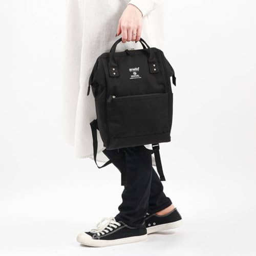 Anello Grande SPS GUB3014Z Backpack with Clasp, Small, A4 Base, Water Repellent, Multi-Storage, Black