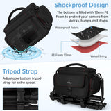 ANILD DSLR Gadget Bag, Crossbody Camera Bag for Photographers, Solid Water - resistant Travel Photography Camera Messenger Bag with Tripod Holder, Black with Red Interior