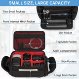 ANILD DSLR Gadget Bag, Crossbody Camera Bag for Photographers, Solid Water - resistant Travel Photography Camera Messenger Bag with Tripod Holder, Black with Red Interior
