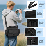 ANILD DSLR Gadget Bag, Crossbody Camera Bag for Photographers, Solid Water - resistant Travel Photography Camera Messenger Bag with Tripod Holder, Black with Red Interior