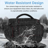 ANILD DSLR Gadget Bag, Crossbody Camera Bag for Photographers, Solid Water - resistant Travel Photography Camera Messenger Bag with Tripod Holder, Black with Red Interior