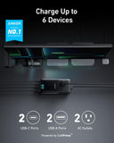 Anker Prime Charging Station, 140W 6 - in - 1 Travel Power Strip, 5ft Detachable Extension Cord with Multiple Outlets, 2 AC, 2 USB C, 2 USB A, Desk Accessories, Home Office (Non - Battery/Wireless)