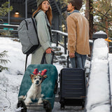 ANNA QUEEN Christmas Dog Luggage Cover, Cute Puppy with Reindeer Antlers Suitcase Protector, Washable Stretchable Travel Sleeve for 28 - 30 Inch Luggage