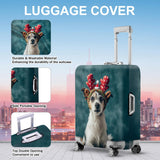 ANNA QUEEN Christmas Dog Luggage Cover, Cute Puppy with Reindeer Antlers Suitcase Protector, Washable Stretchable Travel Sleeve for 28 - 30 Inch Luggage