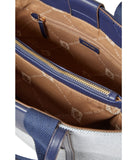 Anne Klein Womens Medium Color Blocked Canvas Tote, Navy - Cream/Distant Mountain