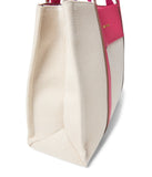 Anne Klein Womens Medium Color Blocked Canvas Tote, Tan - Cream/Fuchsia