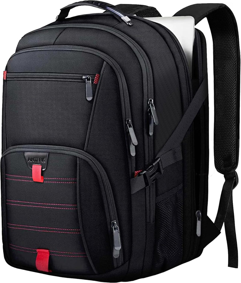 ANTERK Extra Large Travel Laptop Backpack, 17.3 Inch Carry on Backpack for Men Women, Big Anti Theft Water Resistant College Bussiness TSA Airline Approved Work Computer Backpack, Black