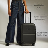 ANTLER - Single Stripe Hardside Carry On Luggage, 21.7x14.2x9.1 Inch 40L, Lightweight, 4 Spinner Wheels - Adjustable Handle, Expandable, Small Suitcase Airline Approved, TSA Lock - Black
