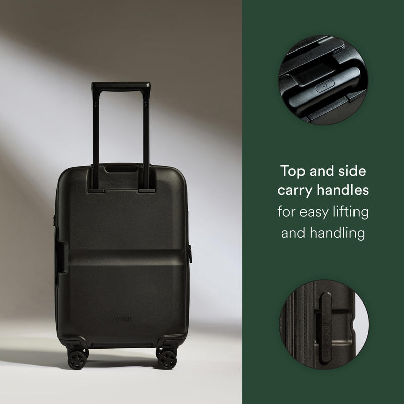 ANTLER - Single Stripe Hardside Carry On Luggage, 21.7x14.2x9.1 Inch 40L, Lightweight, 4 Spinner Wheels - Adjustable Handle, Expandable, Small Suitcase Airline Approved, TSA Lock - Black